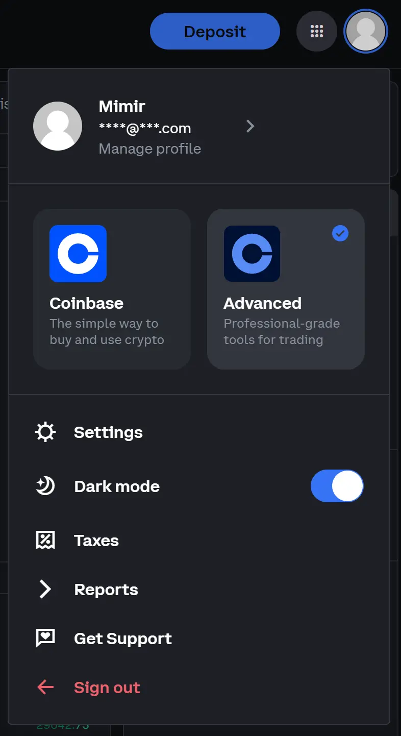 coinbase API profile Guide 